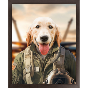 DANGER BONE - Air Force Fighter Pilot Inspired Custom Pet Portrait Framed Satin Paper Print