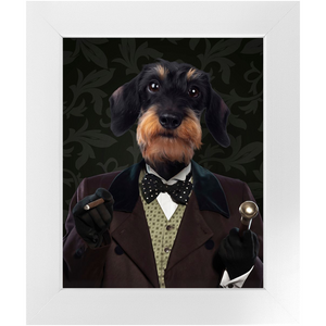 Polka Face - Art Deco Inspired Custom Pet Portrait Framed Satin Paper Print