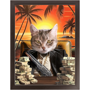SAY HELLO TO MY LITTLE FRIEND - Scarface Inspired Custom Pet Portrait Framed Satin Paper Print