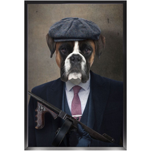 Load image into Gallery viewer, Big Jobs - Peaky Blinders &amp; Gangster Inspired Custom Pet Portrait Framed Satin Paper Print