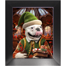 Load image into Gallery viewer, SANTA&#39;S LITTLE HELPER 2 - Christmas Elf Inspired Custom Pet Portrait Framed Satin Paper Print