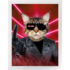 Kyle B Bakk - Arnold Schwarzenegger The Terminator Inspired Custom Pet Portrait Framed Satin Paper Print