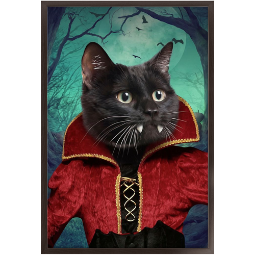 Vampiracle - Halloween & Vampires Inspired Custom Pet Portrait Framed Satin Paper Print
