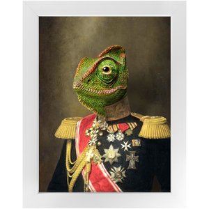 GENERAL LEE AMESS - Renaissance Inspired Custom Pet Portrait Framed Satin Paper Print