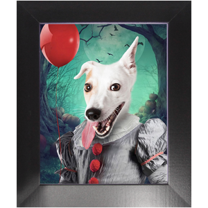 Manypies - Halloween, IT & Clown Inspired Custom Pet Portrait Framed Satin Paper Print