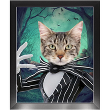 Load image into Gallery viewer, Jack O&#39;Lantin - Christmas &amp; Halloween Inspired Custom Pet Portrait Framed Satin Paper Print