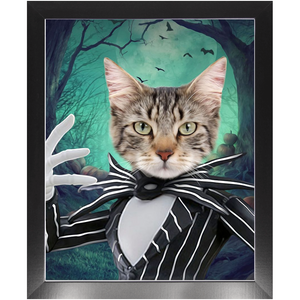 Jack O'Lantin - Christmas & Halloween Inspired Custom Pet Portrait Framed Satin Paper Print