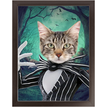 Load image into Gallery viewer, Jack O&#39;Lantin - Christmas &amp; Halloween Inspired Custom Pet Portrait Framed Satin Paper Print