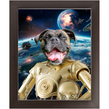Load image into Gallery viewer, C.3.P.NO IN SPACE - C.3.P.O. &amp; Star Wars Inspired Custom Pet Portrait Framed Satin Paper Print