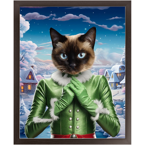 SNOWFLAKE - Christmas elf Inspired Custom Pet Portrait Framed Satin Paper Print