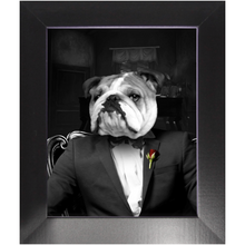 Load image into Gallery viewer, The Dogfather - Godfather, Gangster &amp; Mafia Inspired Custom Pet Portrait Framed Satin Paper Print