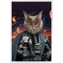 Load image into Gallery viewer, BATH EVADER IN SPACE - Darth Vader &amp; Star Wars Inspired Custom Pet Portrait Framed Satin Paper Print