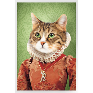 Lady Pluck - Renaissance Inspired Custom Pet Portrait Framed Satin Paper Print