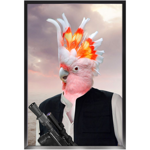 Ham Sosage - Hans Solo & Star Wars Inspired Custom Pet Portrait Framed Satin Paper Print