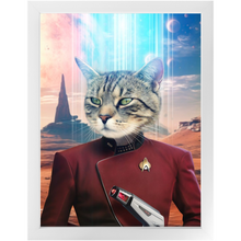 Load image into Gallery viewer, CAPTAIN DIGYARD - BEAMING DOWN - Star Trek Inspired Custom Pet Portrait Framed Satin Paper Print