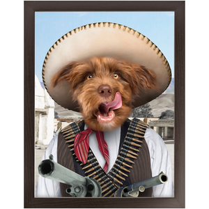 A Pawfull Of Pesos - Mexican Bandit Inspired Custom Pet Portrait Framed Satin Paper Print