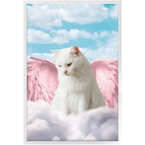Pink Angel - Heavenly Angels Inspired Custom Pet Portrait Framed Satin Paper Print
