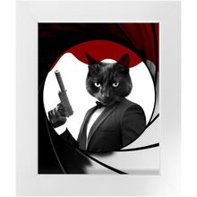 Load image into Gallery viewer, Licence To Chill - James Bond 007 Inspired Custom Pet Portrait Framed Satin Paper Print