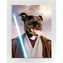 Load image into Gallery viewer, Obi Have - Jedi Obi Wan Kenobi &amp; Star Wars Inspired Custom Pet Portrait Framed Satin Paper Print