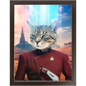 CAPTAIN DIGYARD - BEAMING DOWN - Star Trek Inspired Custom Pet Portrait Framed Satin Paper Print