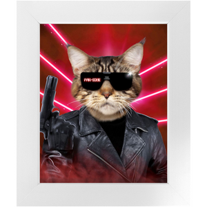 Kyle B Bakk - Arnold Schwarzenegger The Terminator Inspired Custom Pet Portrait Framed Satin Paper Print