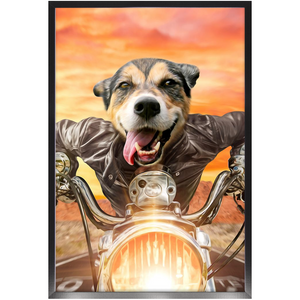 Squeezy Rider - Easy Rider & Motorcycle Inspired Custom Pet Portrait Framed Satin Paper Print
