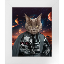 Load image into Gallery viewer, BATH EVADER IN SPACE - Darth Vader &amp; Star Wars Inspired Custom Pet Portrait Framed Satin Paper Print