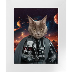 BATH EVADER IN SPACE - Darth Vader & Star Wars Inspired Custom Pet Portrait Framed Satin Paper Print