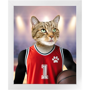 Hoopla- Basketball Player & Sports Inspired Custom Pet Portrait Framed Satin Paper Print
