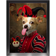 Load image into Gallery viewer, Jest Kidding - Jester, Clowns &amp; Renaissance Inspired Custom Pet Portrait Framed Satin Paper Print