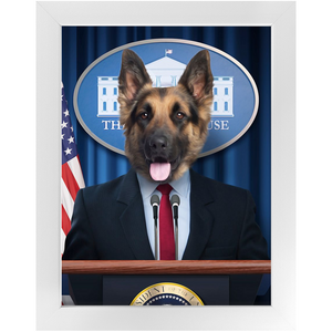 Pawsential - Dog As President Custom Pet Portrait Framed Satin Paper Print