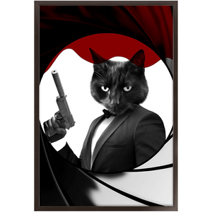 Licence To Chill - James Bond 007 Inspired Custom Pet Portrait Framed Satin Paper Print