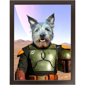 Bob & Fetch- Boba Fett & Star Wars Inspired Custom Pet Portrait Framed Satin Paper Print