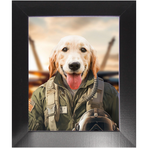 DANGER BONE - Air Force Fighter Pilot Inspired Custom Pet Portrait Framed Satin Paper Print