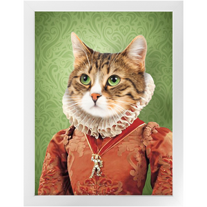 Lady Pluck - Renaissance Inspired Custom Pet Portrait Framed Satin Paper Print