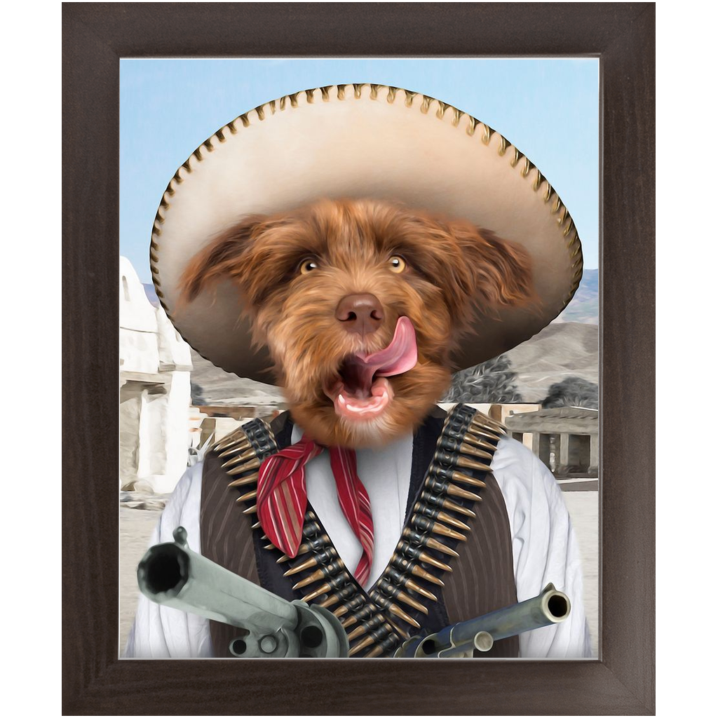 A Pawfull Of Pesos - Mexican Bandit Inspired Custom Pet Portrait Framed Satin Paper Print