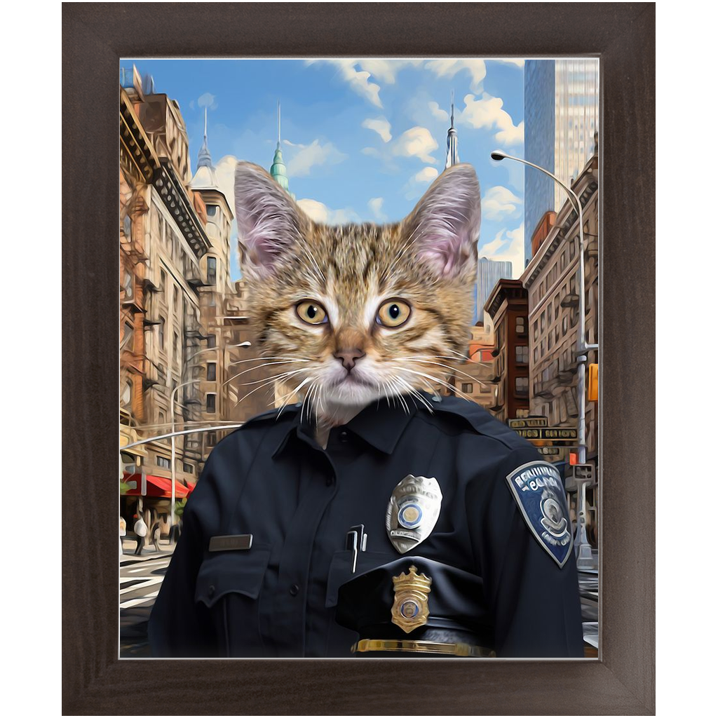 COP TO IT - Police Uniform Inspired Custom Pet Portrait Framed Satin Paper Print