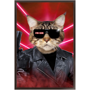 Kyle B Bakk - Arnold Schwarzenegger The Terminator Inspired Custom Pet Portrait Framed Satin Paper Print