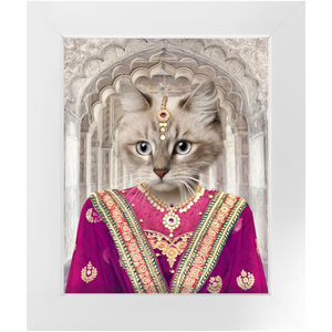 Devilicious - Royal Indian Princess Inspired Custom Pet Portrait Framed Satin Paper Print