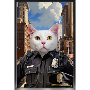 ON THE BEAT - Police Uniform Inspired Custom Pet Portrait Framed Satin Paper Print