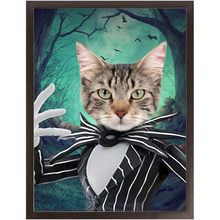 Load image into Gallery viewer, Jack O&#39;Lantin - Christmas &amp; Halloween Inspired Custom Pet Portrait Framed Satin Paper Print