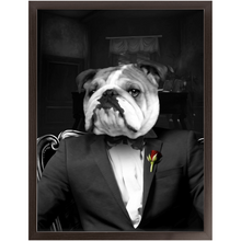 Load image into Gallery viewer, The Dogfather - Godfather, Gangster &amp; Mafia Inspired Custom Pet Portrait Framed Satin Paper Print