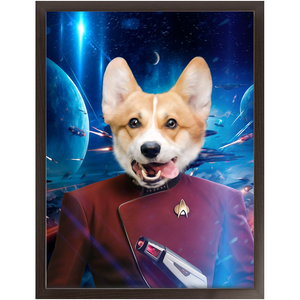 CAPTAIN DIGYARD IN SPACE - Star Trek Inspired Custom Pet Portrait Framed Satin Paper Print