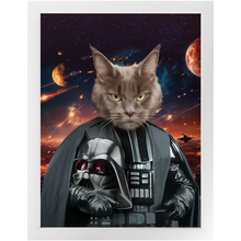Load image into Gallery viewer, BATH EVADER IN SPACE - Darth Vader &amp; Star Wars Inspired Custom Pet Portrait Framed Satin Paper Print
