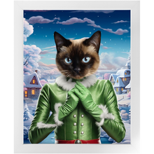 Load image into Gallery viewer, SNOWFLAKE - Christmas elf Inspired Custom Pet Portrait Framed Satin Paper Print