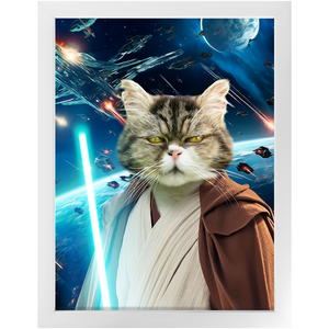 OBI HAVE IN SPACE - Jedi Obi Wan Kenobi & Star Wars Inspired Custom Pet Portrait Framed Satin Paper Print