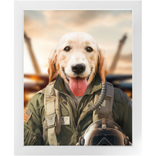 Load image into Gallery viewer, DANGER BONE - Air Force Fighter Pilot Inspired Custom Pet Portrait Framed Satin Paper Print