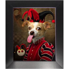 Load image into Gallery viewer, Jest Kidding - Jester, Clowns &amp; Renaissance Inspired Custom Pet Portrait Framed Satin Paper Print