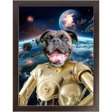 Load image into Gallery viewer, C.3.P.NO IN SPACE - C.3.P.O. &amp; Star Wars Inspired Custom Pet Portrait Framed Satin Paper Print