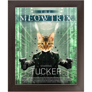 THE MEOWTRIX Movie Poster - The Matrix Inspired Custom Pet Portrait Framed Satin Paper Print